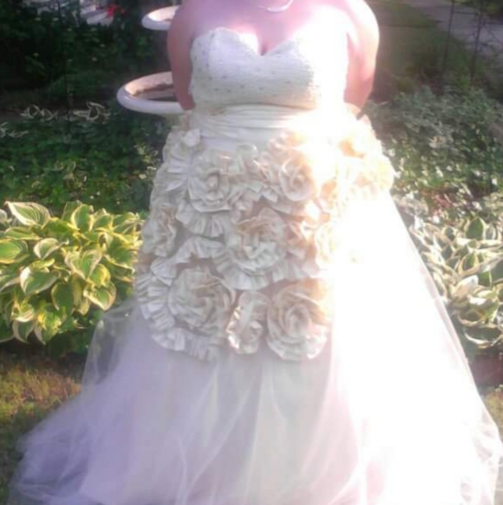 Wedding Prom Dress-Strapless jeweled/silk floral